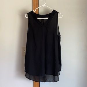 Maurices Sheer High Low Black V Neck Blouse Tank
